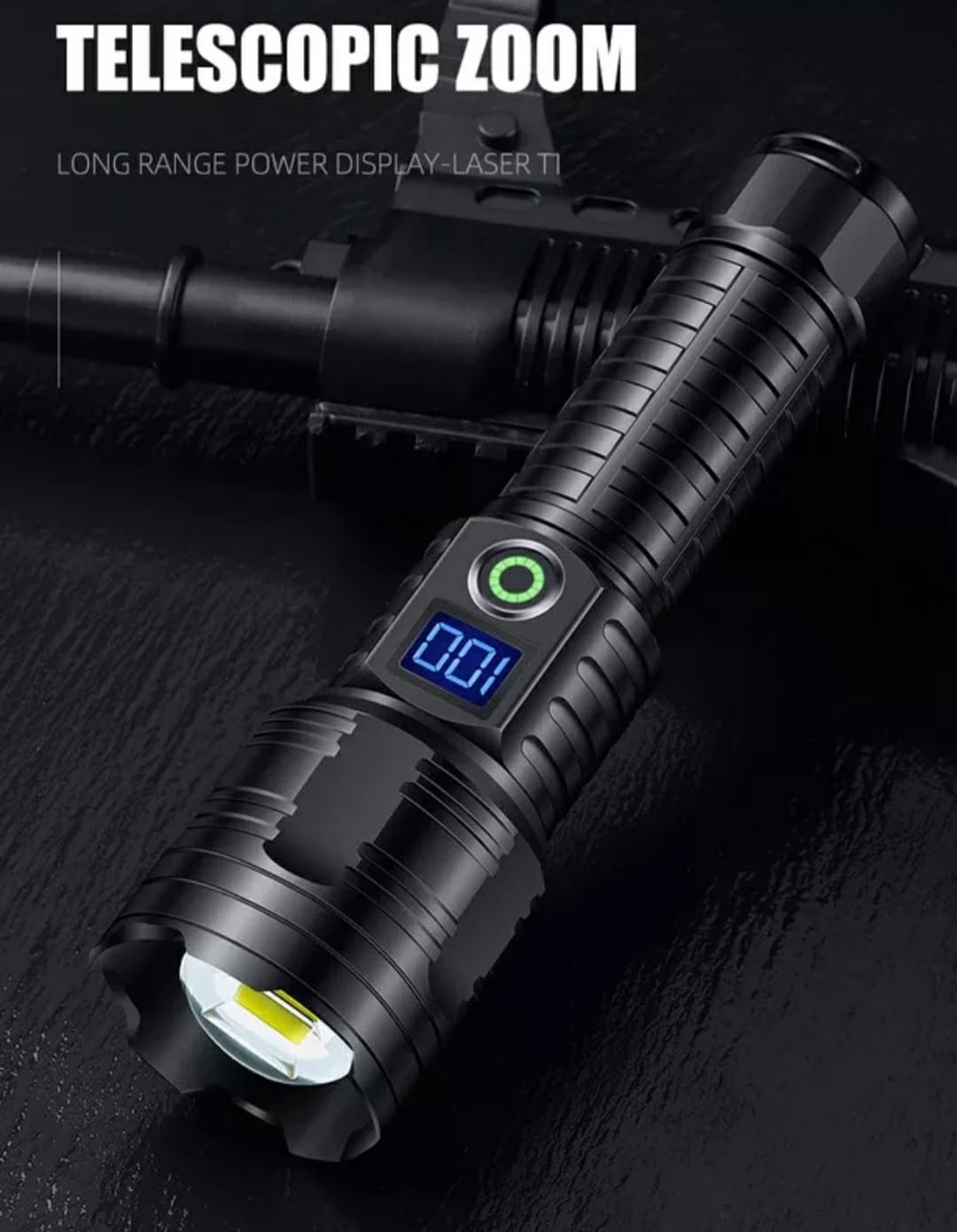 Linterna Táctica Recargable con Zoom 2025 – Potencia y Seguridad en la Oscuridad